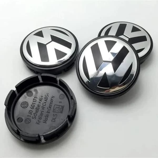 4-delt sæt - Volkswagen VW hjulkapsler/hjulmærker - sølv 65mm