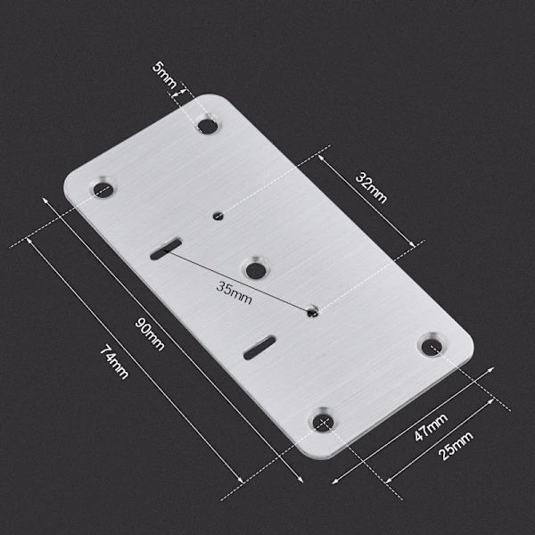 Möbelgångjärnsreparationsplatta, 4-pack, silver, Silver