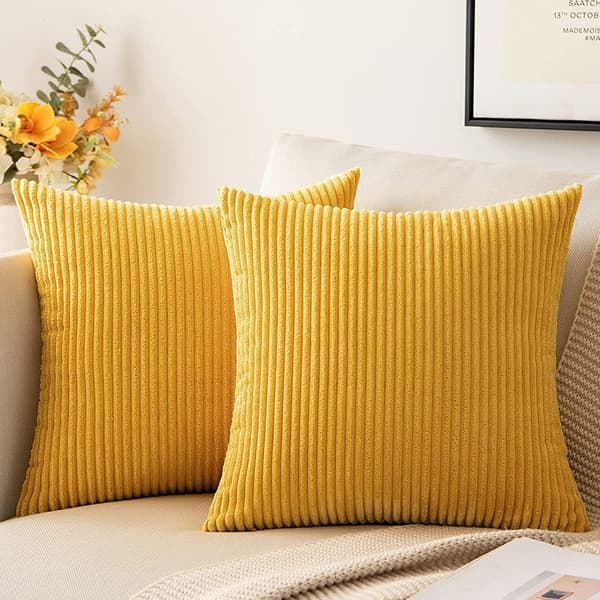 Sæt med 2 dekorative fløjls pudebetræk Bløde pudebetræk til sofa hjem stue soveværelse seng yellow 50*50cm