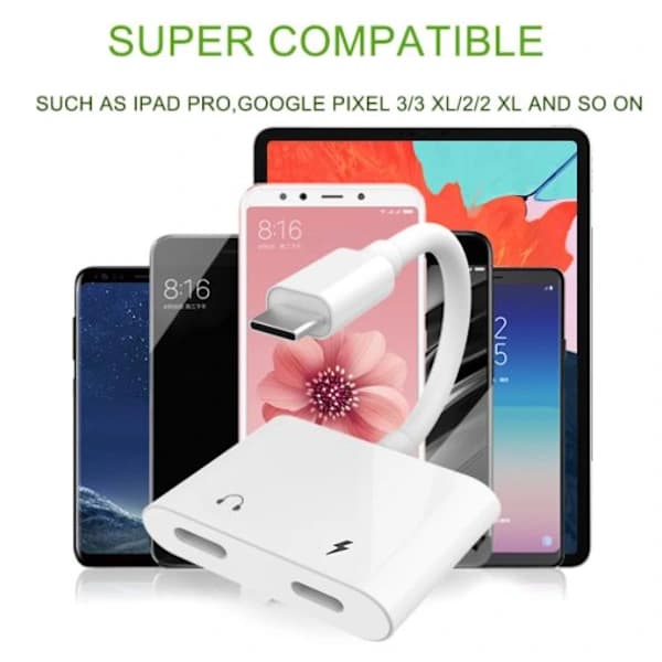 USB-C-sovitin kuulokkeille ja laturille