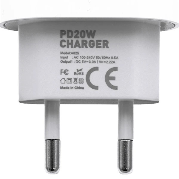 2-pak – iPhone-opladeradapter + datakabel – 20W USB-C hurtigoplader – Hvid – One Size