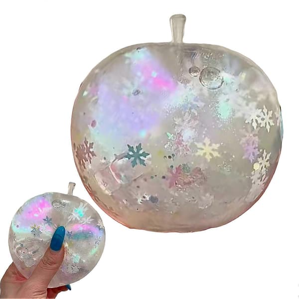 Klar Glitter Frukt Klämleksak - Snöflinge Paljetter - för Partyfavoriter Långsamt Stigande Sensorisk Fidget