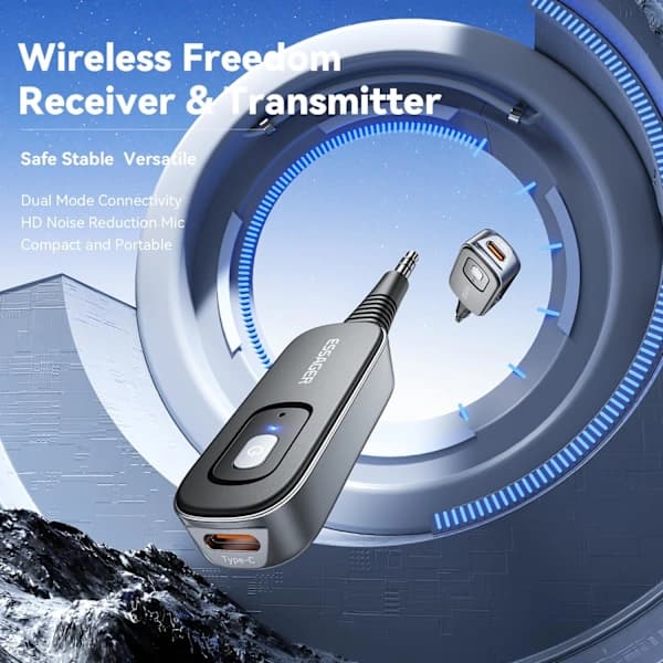 2025 Nyeste Bil Bluetooth-mottaker, Støyreduserende 3,5 mm AUX Bluetooth Biladapter, Trådløs Lydmottaker og Sender