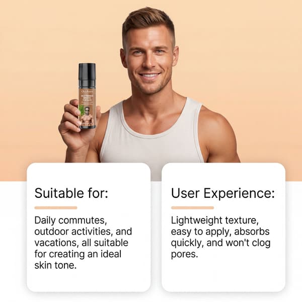 Selvbrunermousse til mænd, naturlig bronze selvbruner skum (100 ml)