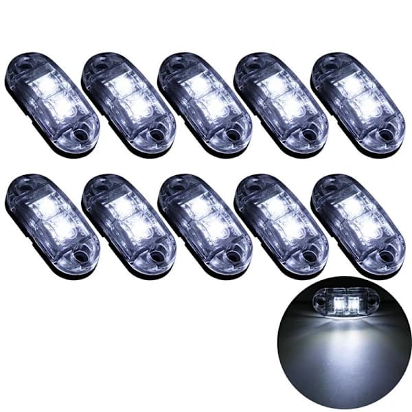 10X 2 LED sidemarkeringslys 12/24V LED posisjonslys tilhenger sidelys varsellys for lastebil bobil campingvogn white