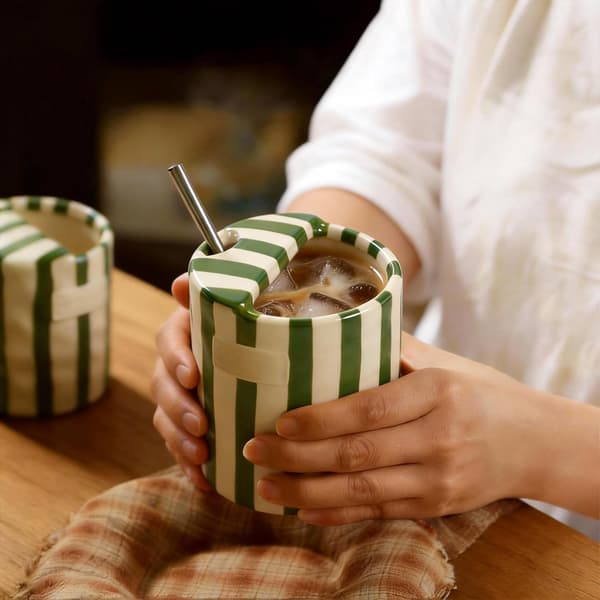 Keramisk kaffemugg, stor varm chokladmugg, nyhetsmugg, söt keramisk tekopp (grön)