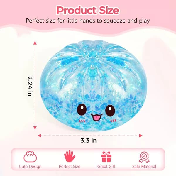 Glitter Sugar Dumpling Squishy Mystery Box, Bao Bun Klämleksak, Stressavlastningsleksak robin blue
