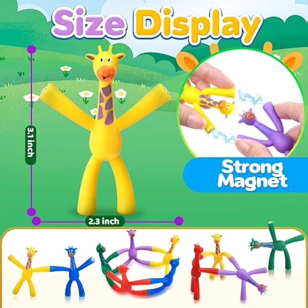 10 st magnetiska reseleksaker för barn, sensoriska fidgetleksaker för flygresor, reseaktiviteter för småbarn i åldrarna 2-8 år giraffe