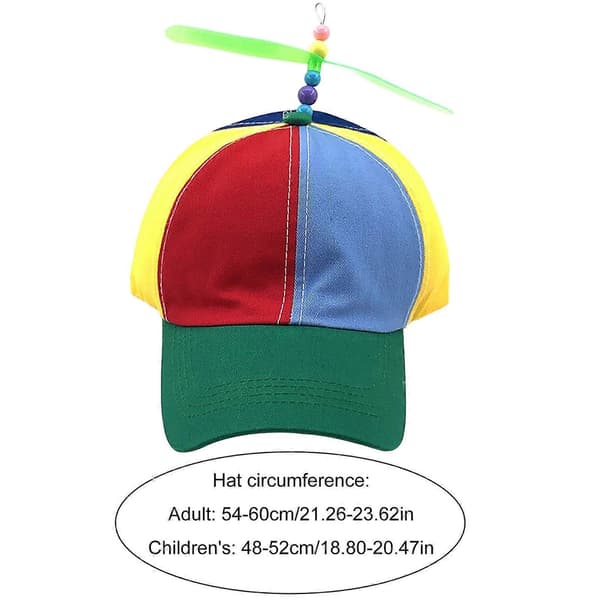 Fargerik propellhette, egnet for både barn og voksne, morsom helikopterbaseballhette, kreativ hodeplagg for bursdagsfester.
