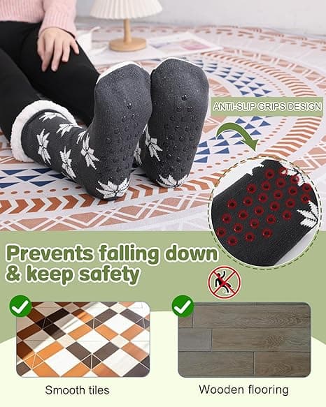 Toffelsockor för kvinnor, supermjuka och varma, fleecefoder, sött randigt djurmönster