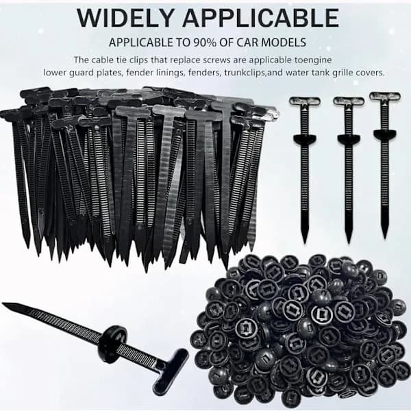200 Nylon Kabelbindere, Hurtigudløsning, Velegnet til Bilreparation - Plastclips, Universal Type