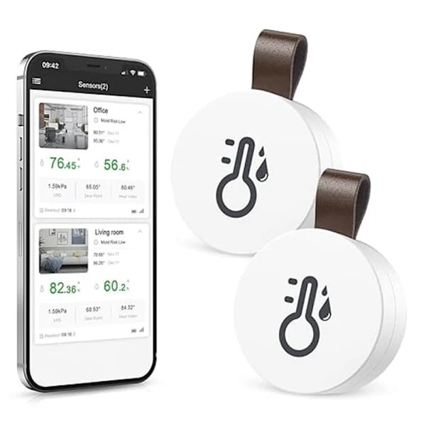 Bluetooth-termometer og hygrometer med datalagring / Trådløst termometer og hygrometer med app og datavisning 2 pcs