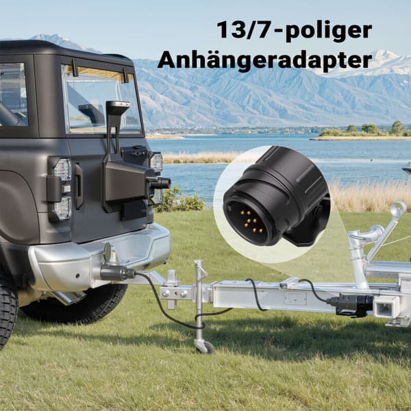 13-pin til 7-pin tilhengeradapter – 12V 50A – Driver baklys og blinklys – Optimaliserer veisikkerheten