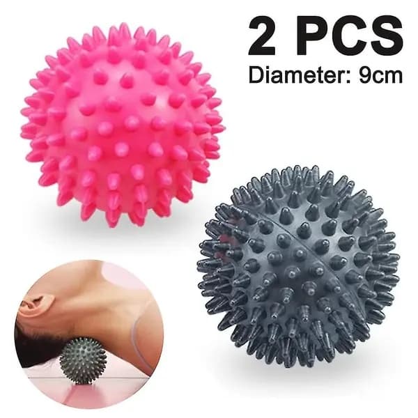 2-pack taggiga hårda massagebollar muskelvärk massagerboll 9cm