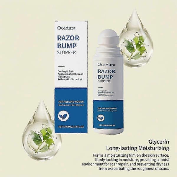 Razor bump roller til glat hud, behandling af barberknopper til mænd og kvinder, aftershave-opløsning til indgroede hår 1 pc