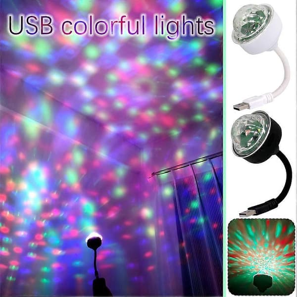 USB Scene Diskolys Mini Festlampe Hjemme Atmosfære Lampe white/1pc