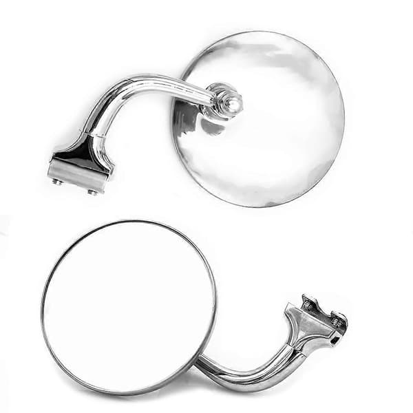 2-delad retro klassisk bil silver rund sidospegelset, retro fram- och backspeglar