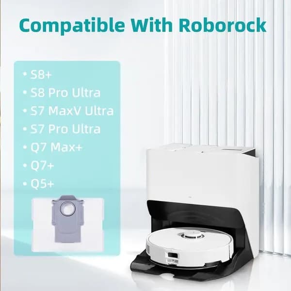5x Dammsugarpåsar Xiaomi Roborock S8+ / S8 Pro Ultra etc. Vit En Storlek