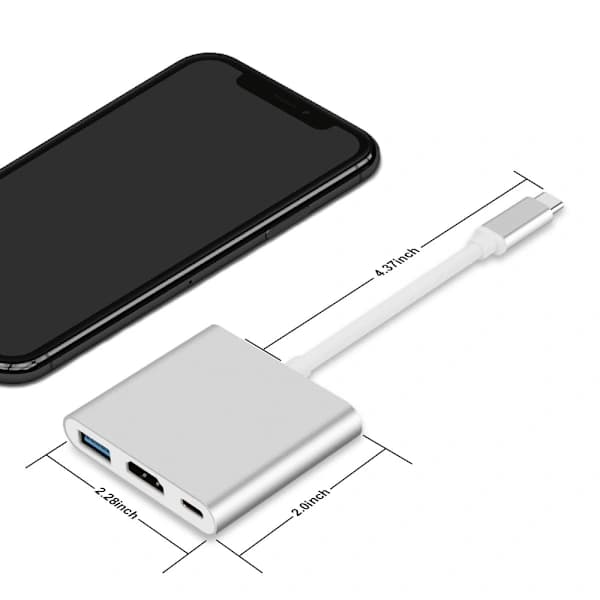 3-i-1 USB-C-hub med HDMI, USB 3.0 og PD-lading