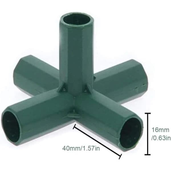 5 x 16 mm drivhusrammekoblinger, 5-veis PVC-hjørnekoblinger