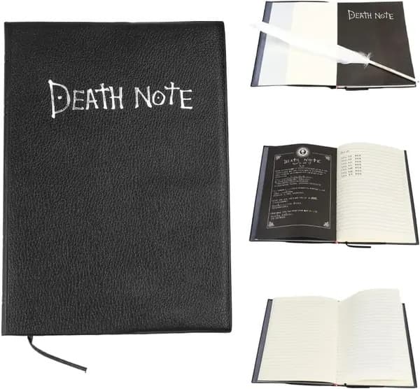 Death Note -muistikirja, Death Note -anime-teema, sisältää kaulakorun ja sulkakynän