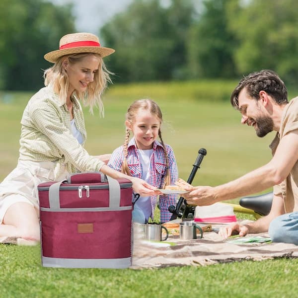 Bärbar Vattentät Picknickväska - Vinröd B-8025/15L