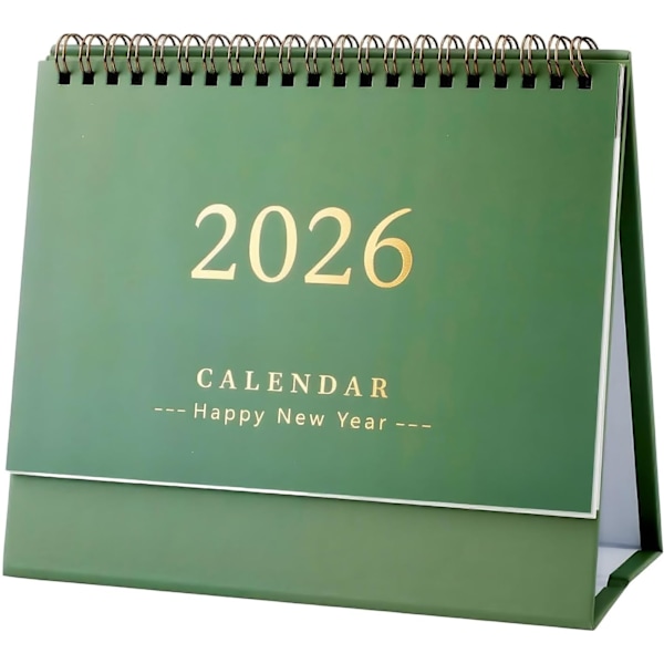 2026 Skrivbordskalender, Vertikal Blädderkalender, Dubbel Spiralbindning