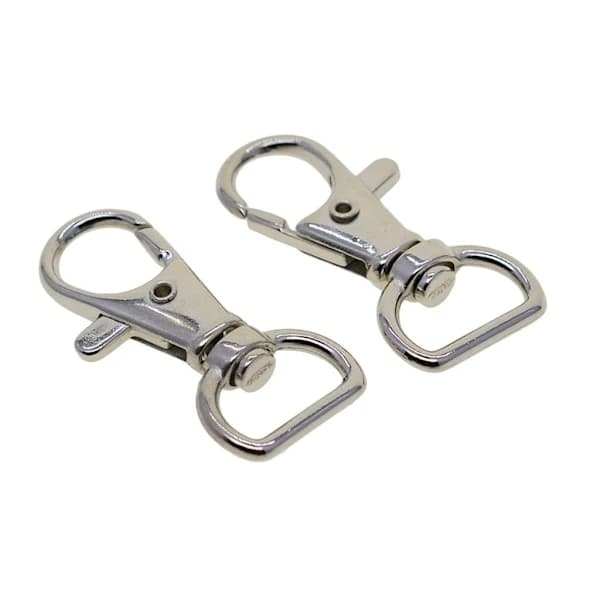 Svingbare halvringer med karabinkroker – 10-pakning, sølv, 2 cm