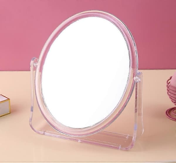 Dobbeltsidet bærbart makeupspejl med 360° justerbar rotationsposition, perfekt til makeup og rejser (oval)