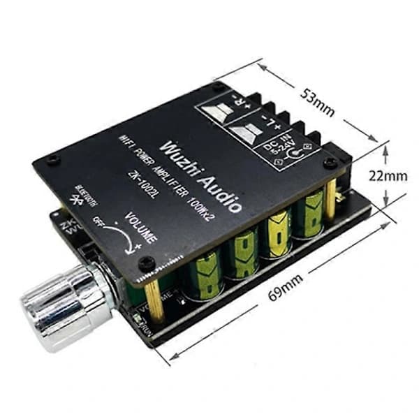 1002L Mini Bluetooth 5.0 DC 5-24V Trådløs Audio Digital Effektforstærker Stereo Board 100W x 2, Bluetooth Perfekt