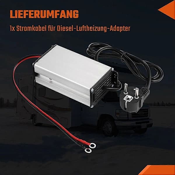 240V til 12V AC/DC strømadaptertransformator, egnet for 5-8 kW dieselvarmer, egnet for bobiler, europeisk standardplugg.