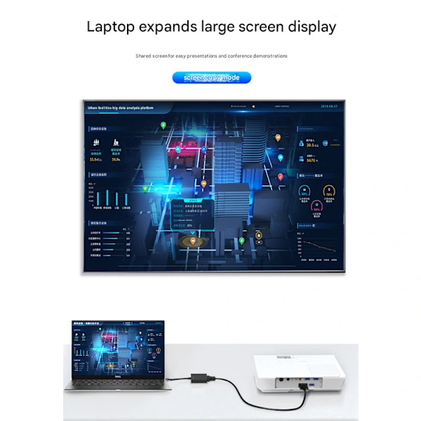 HDMI til VGA-adapter, han til hun-konverter, 1080P, egnet til tablets og laptops, sort