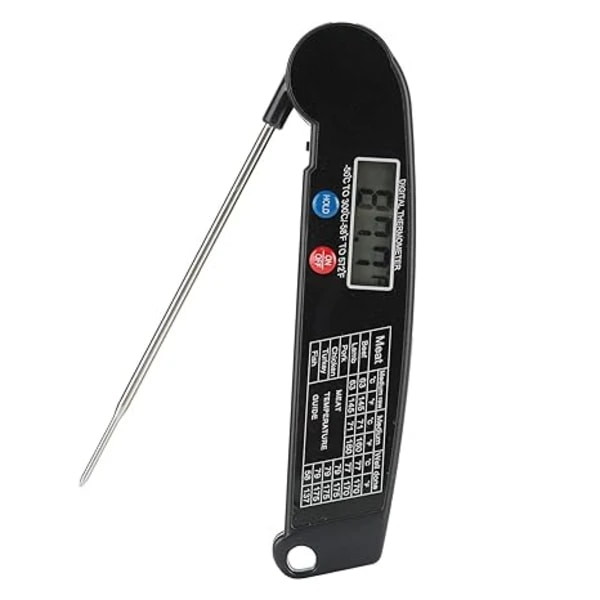 Digitalt foldbart kødtermometer med LCD-display, velegnet til grill og køkkenbrug.