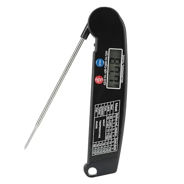 Digitalt sammenleggbart kjøtttermometer med LCD-skjerm, egnet for grilling og kjøkkenbruk.