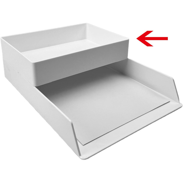 Amazon Basic Rektangulær Plastopbevaringsboks med Bakke, 25,5 x 17 x 4,5 cm, Hvid