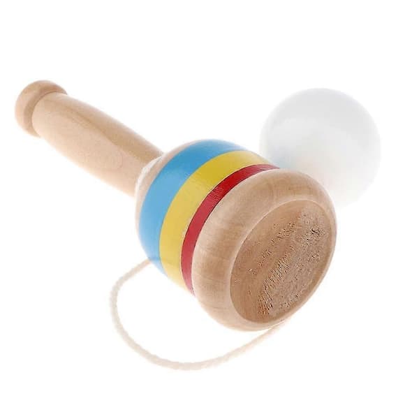 10 klassiske japanske Kendama-koppballspill i tre (hvit)