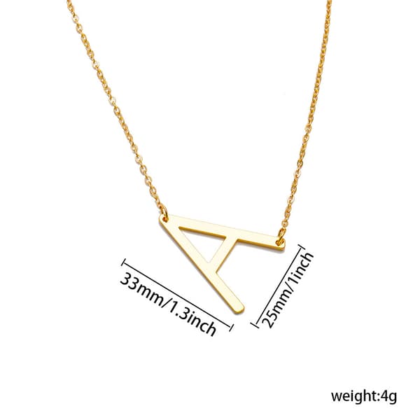 Damhalsband med sidoblockinitial, halsband med engelsk bokstav i rostfritt stål, guld D