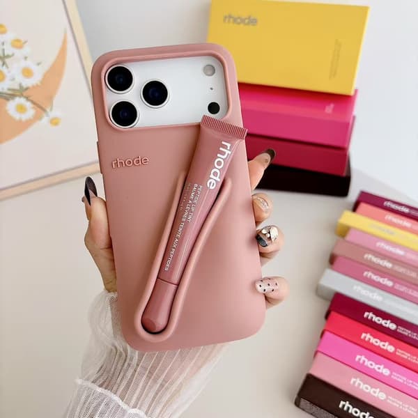 Rhode Lip Gloss Raspberry-telefondeksel til iPhone 17 16 15 14 13 12 Pro Max B Raspberry Jelly Milk tea color iPhone15pro