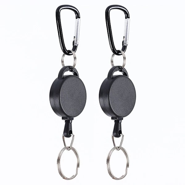 Infällbara nyckelringar med karbinhakar, 2-pack, svart.