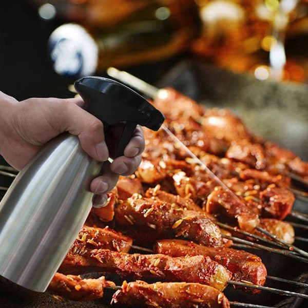 Olivenolie sprayflaske i rustfrit stål, olivenoliesprøjte til køkkenet, velegnet til grill og madlavning, 500 ml.