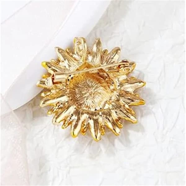 Solrosbrosch, diamant solros handledscorsage, strassblombrosch