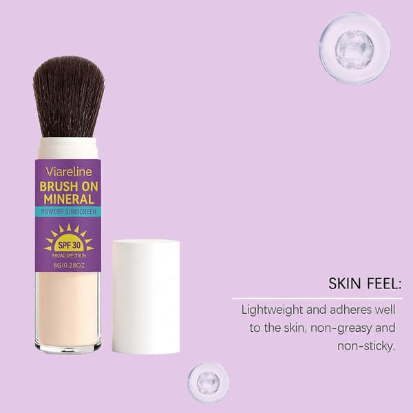 SPF30 børns mineralsolcremepulver, UVA- og UVB-beskyttelse, vandtæt og langtidsholdbart, let og åndbart.