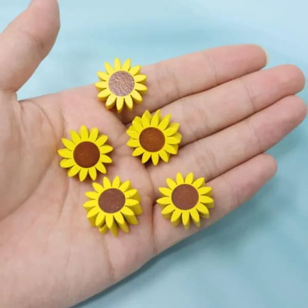 30 stk. gule perler solsikkeperler træperler
