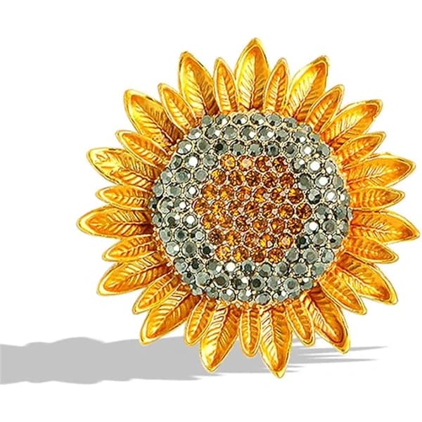 Solrosbrosch, diamant solros handledscorsage, strassblombrosch