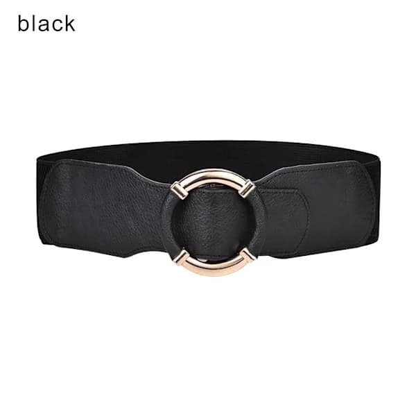 Elastisk midjebelte for kvinner med stretch og gullspenne black