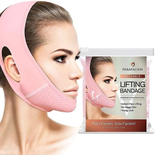 Liner Mask Ansigtsløftningsrem Dobbelt Hage Reducer Kind Fast Løft Genanvendelig Pink