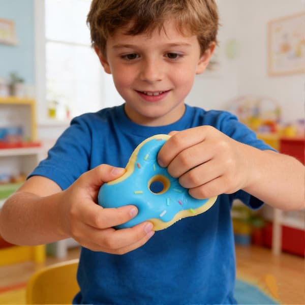 Klemmelegetøj – 7 cm realistisk donut – blød langsom rebound til stresslindring White