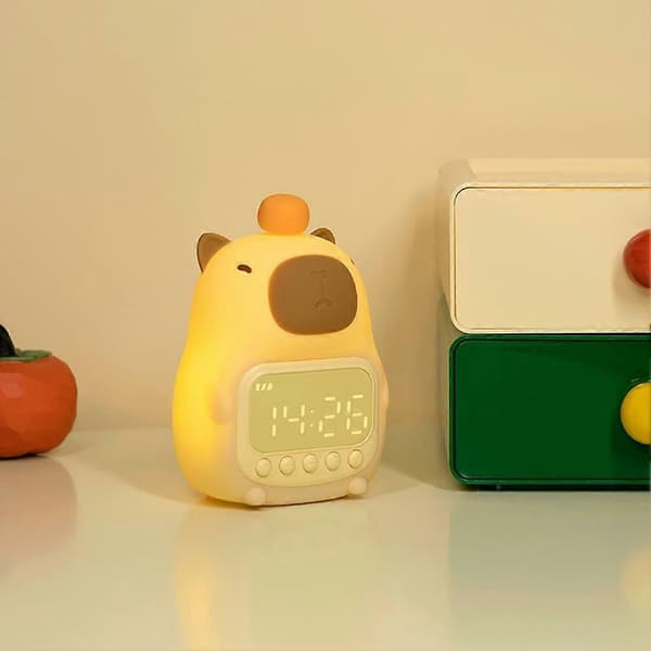 Capybara Silikon Vekkerklokke Nattlys Oppladbart Studenthybel Capybara Klappelys Dyre-LED