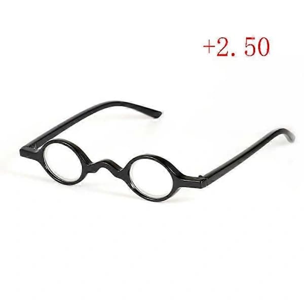 Retro runde læsebriller, unisex, sorte, 1,5 mm.