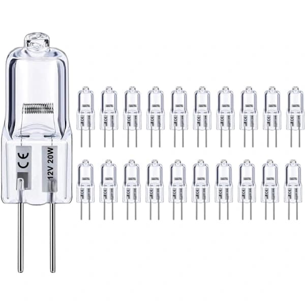 20-pack G4 halogenlampor, varmvitt ljus, 20W glödlampor (20 lampor per förpackning)